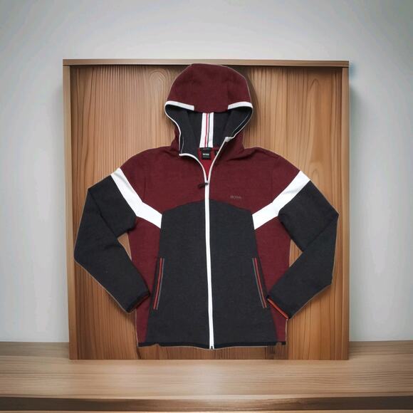 Hugo Boss Men's Hoodie Regular Fit Jacket Designer Boss Hugo Boss Logo NOWT - Picture 1 of 7